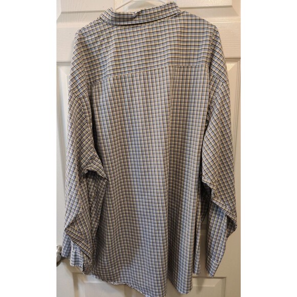 Men's Van Heusen Traveler Blue Plaid Button Down Long Sleeve Shirt Size 4XL-Big - Picture 2 of 6